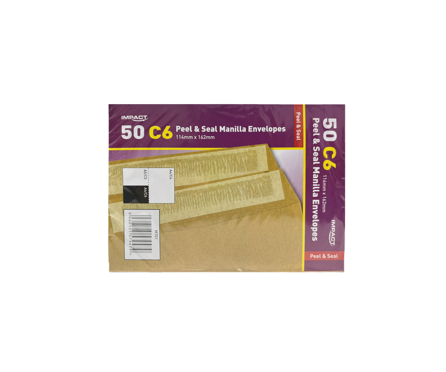 C6 Envelopes Manilla 85gsm Peel and Seal 114mm x 162mm