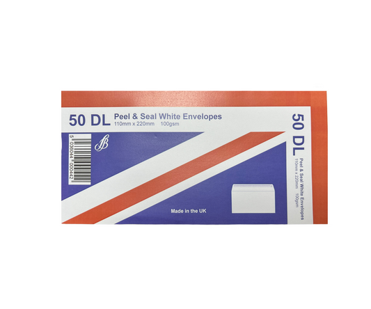 DL Envelopes White 100gsm Peel and Seal 100mm x 220mm