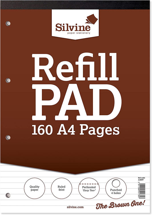 Silvine Brown Cover (Ruled) A4 Refill Pad