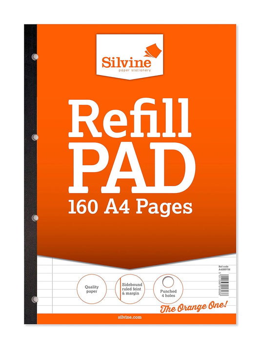 Silvine Orange Cover (Ruled, Sidebound) A4 Refill Pad