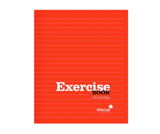 Silvine Exercise Book, Red, 120 pages lined, 203mm x 165mm