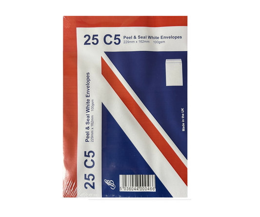 C5 Envelopes White 100gsm Peel and Seal 229mm x 162mm